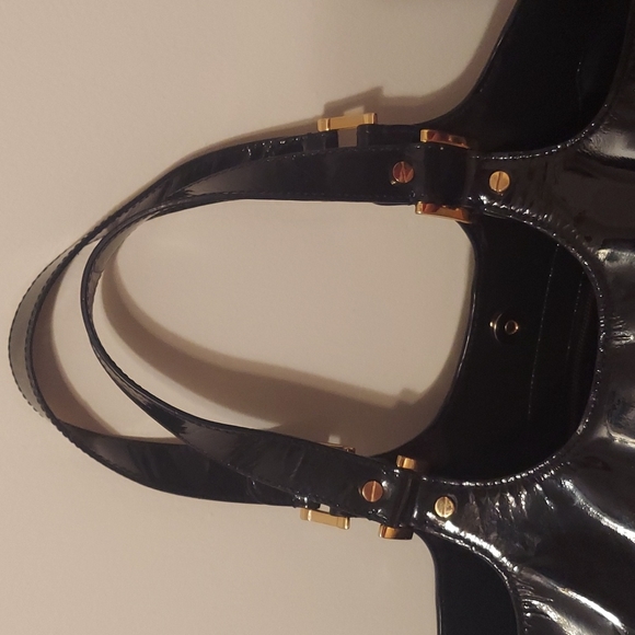 Tory Burch Black Bome Patent Leather Tote Bag with Goldtone Hardware - Picture 6 of 16